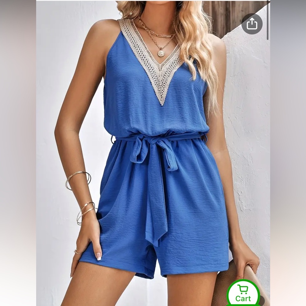 Sleeveless Romper with Tie Belt